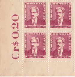 Selo Regular RHM 504a Bisneta Oswaldo Cruz Saude Sem Goma 1952 Quadra Vinheta Preco