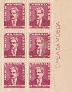 Selo Regular RHM 504a Bisneta Oswaldo Cruz Saude Sem Goma 1952 Sextilha Vinheta CMB