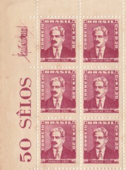 Selo Regular RHM 504a Bisneta Oswaldo Cruz Saude Sem Goma 1952 Sextilha Vinheta Qtde
