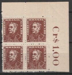 Selo Regular RHM 505a Bisneta Duque de Caxias Militar 1964 Quadra Vinheta Preco