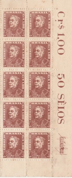 Selo Regular RHM 505b Bisneta Duque de Caxias Militar Sem Goma 1962 Vinheta 10 Unidades