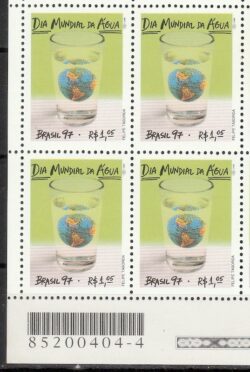 C 2027 Selo Dia Mundial da Agua Mapa 1997 Quadra Codigo de Barras
