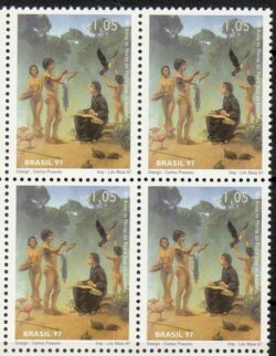 C 2037 Selo Padre Jose de Anchieta Antonio Vieira Religiao Portugal Indio 1997 Quadra