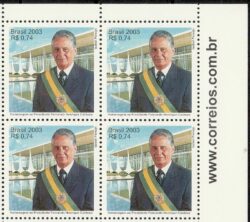 C 2552 Selo Presidente Fernando Henrique Cardoso Plano Real 2003 Quadra Vinheta Site