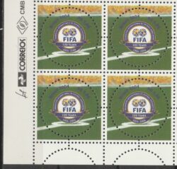 C 2567 Selo Centenario da FIFA Futebol 2004 Quadra Vinheta Correios