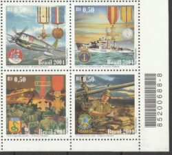 C 2591 Selo 2a Guerra Mundial Exercito Militar Aviao Navio Medalha 2004 Codigo de Barras