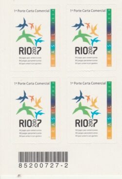 C 2650 Selo Jogos Pan Americanos Rio de Janeiro Esporte 2006 Quadra Codigo de Barras