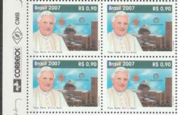 C 2690 Selo Papa Bento XVI Igreja Religiao 2007 Quadra Vinheta Correios