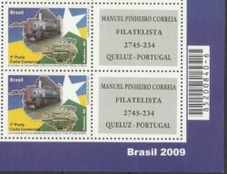C 2926 Selo Personalizado Rondonia Trem Mapa 2009 Quadra Codigo de Barras