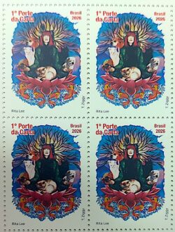 C 4196 Selo Rita Lee Musica Cachorro Gato Passaro 2026 Quadra