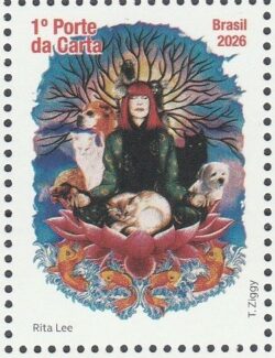 C 4196 Selo Rita Lee Musica Cachorro Gato Passaro Peixe 2026