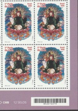 C 4196 Selo Rita Lee Musica Cachorro Gato Passaro Peixe 2026 Quadra Codigo de Barras