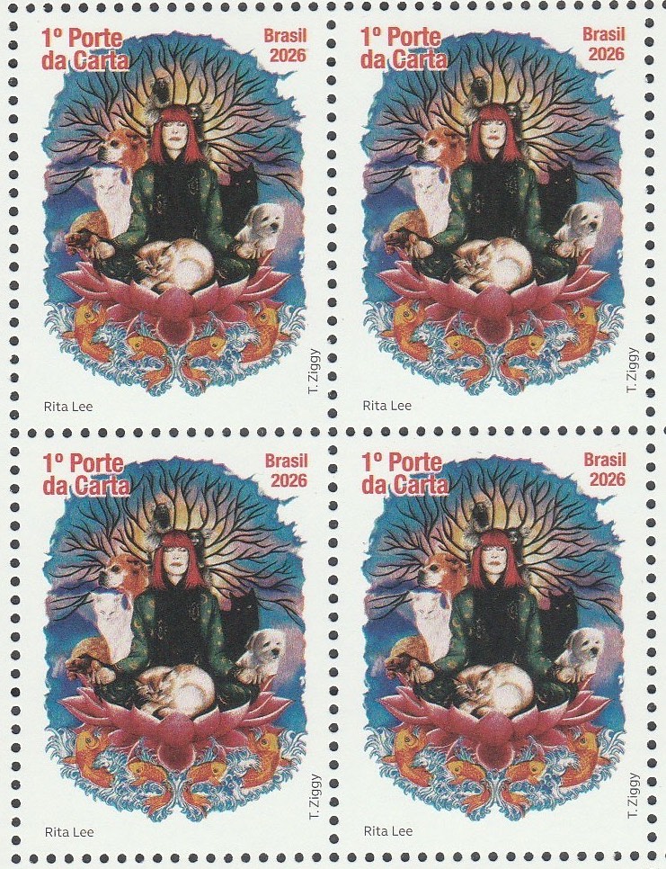 C 4196 Selo Rita Lee Musica Cachorro Gato Passaro Peixe 2026 Quadra