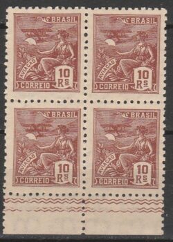 Selo Regular RHM 297 Vovo Aviacao 10 Reis Filigrana N 1941 Quadra Vinheta Inferior