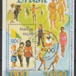 B 110 Bloco Descobrimento do Brasil Mapa Índio Etnia Burro Peixe Futebol Luprapex 1999 CBC BA