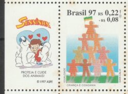 C 2051 Selo Crianca e Cidadania Direito Justica 1997 Vinheta Ayrton Senna Senninha Cachorro Coracao CLM