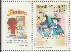 C 2055 Selo Crianca e Cidadania Direito Justica Ser Feliz 1997 Vinheta Ayrton Senna Senninha CLM
