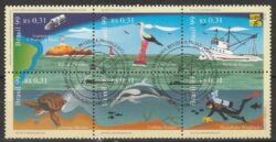 C 2182 Selo Revizee e Proarquipelago Farol Navio Golfinho Tartaruga Mergulhador Satelite Mapa Peixe 1999 CBC DF 2