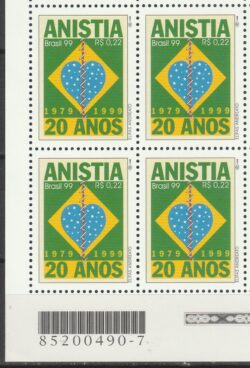 C 2209 Selo Anistia Bandeira Direito Justica 1999 Quadra Codigo de Barras