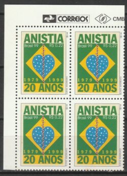 C 2209 Selo Anistia Bandeira Direito Justica 1999 Quadra Vinheta Correios