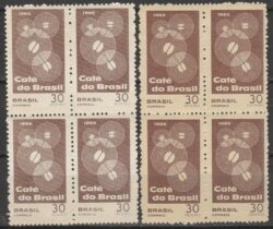 C 545 Selo Propaganda do Cafe do Brasil Bebida 1965 Quadra Variedade de Tonalidade