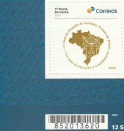 SI 128 Selo Institucional 475 Anos Arquidiocese Salvador Bahia Religiao Mapa 2026 Codigo de Barras