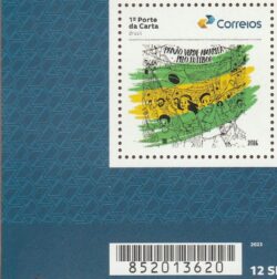 SI 130 Selo Institucional Paixao Verde Amarela pelo Futebol Bandeira 2026 Preto e Branco Codigo de Barras