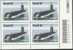 C 2140 Selo Submarino Tapajos Militar Bandeira 1998 Quadra Codigo de Barras