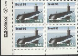 C 2140 Selo Submarino Tapajos Militar Bandeira 1998 Quadra Vinheta Correios