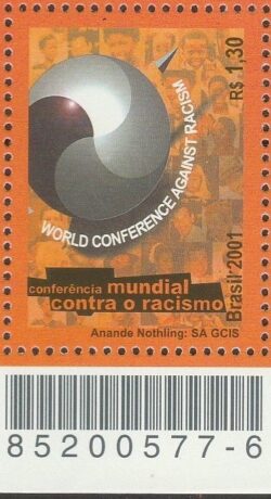 C 2405 Selo Conferencia Mundial Contra o Racismo Direito 2001 Codigo de Barras