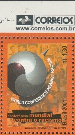 C 2405 Selo Conferencia Mundial Contra o Racismo Direito 2001 Vinheta Correios