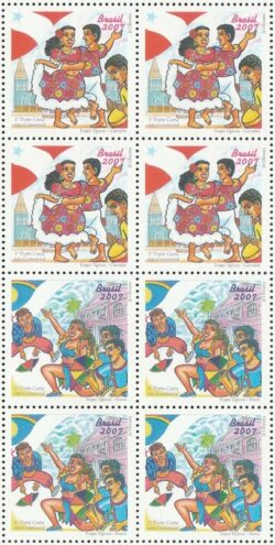 C 2675 Selo Trajes Tipicos Carimbo Para Belem Frevo Pernambuco Musica Danca 2007 Quadra Serie Completa