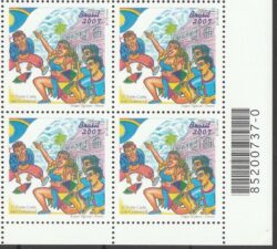 C 2676 Selo Trajes Tipicos Frevo Pernambuco Musica Danca 2007 Quadra Codigo de Barras