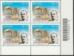 C 2801 Selo Relacoes Diplomaticas Libano Literatura Khalil Gibran 2009 Quadra Codigo de Barras
