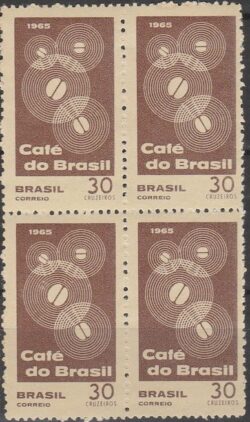 C 545 Selo Propaganda do Cafe do Brasil Bebida 1965 Quadra