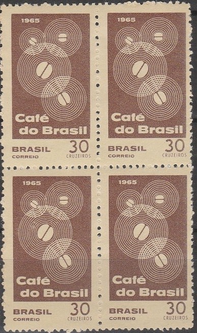 C 545 Selo Propaganda do Cafe do Brasil Bebida 1965 Quadra