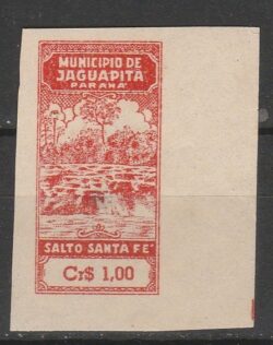 Imposto do Selo Fiscal Municipio de Jaguapita Parana Salto Santa Fe CrS 1 Vermelho