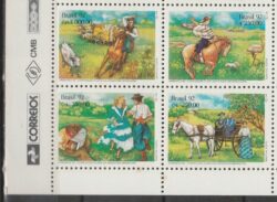 C 1778 Selo ARBRAFEX Argentina Costumes Gauchos Musica Gaita 1992 Vinheta Correios