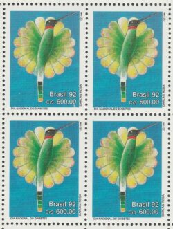 C 1809 Selo Dia Nacional do Diabetes Saude Beija Flor Ave Passaro 1992 Quadra