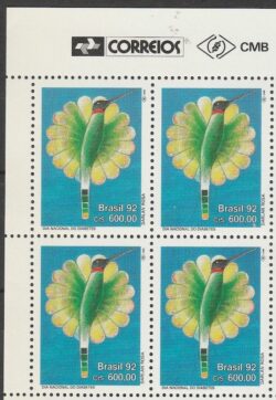 C 1809 Selo Dia Nacional do Diabetes Saude Beija Flor Ave Passaro 1992 Quadra Vinheta Correios