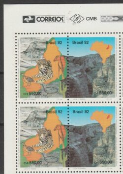 C 1811 Selo Parque Serra da Capivara Onca Mapa Ave Arte Rupestre 1992 Quadra Vinheta Correios