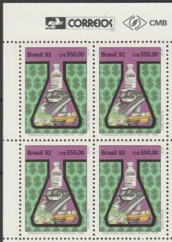C 1813 Selo Financiadora de Estudos e Projetos FINEP Ciencia 1992 Quadra Vinheta Correios