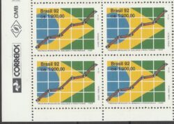 C 1824 Selo Programa de Qualidade e Produtividade Bandeira 1992 Quadra Vinheta Correios