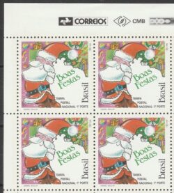C 1827 Selo Natal Religiao Papai Noel 1992 Quadra Vinheta Correios