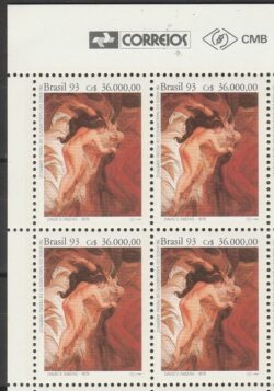 C 1838 Selo 150 Anos Pedro Americo Arte David e Abizag 1993 Quadra Vinheta Correios