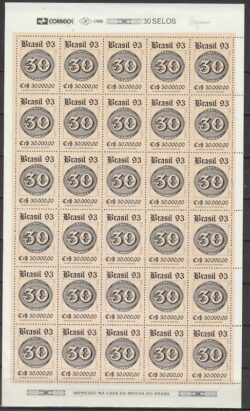 C 1843 Selo 150 Anos Olho de Boi Filatelia Servico Postal 30 Reis 1993 Folha