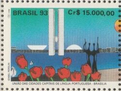 C 1849 Selo Lingua Portuguesa Congresso Nacional Brasilia 1993