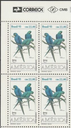 C 1865 Selo UPAEP Fauna Arara Ave Passaro Servico Postal Filtelia 1993 Quadra Vinheta Correios