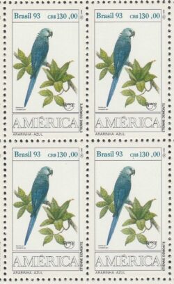 C 1866 Selo UPAEP Fauna Arara Ave Passaro Servico Postal Filtelia Ararinha 1993 Quadra