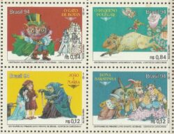 C 1916 Selo Primeiro Livro Infantil Contos da Carochinha Crianca 1994 Quadra CLM